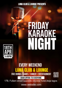 Black Modern & Minimal Karaoke Night Event A4 template