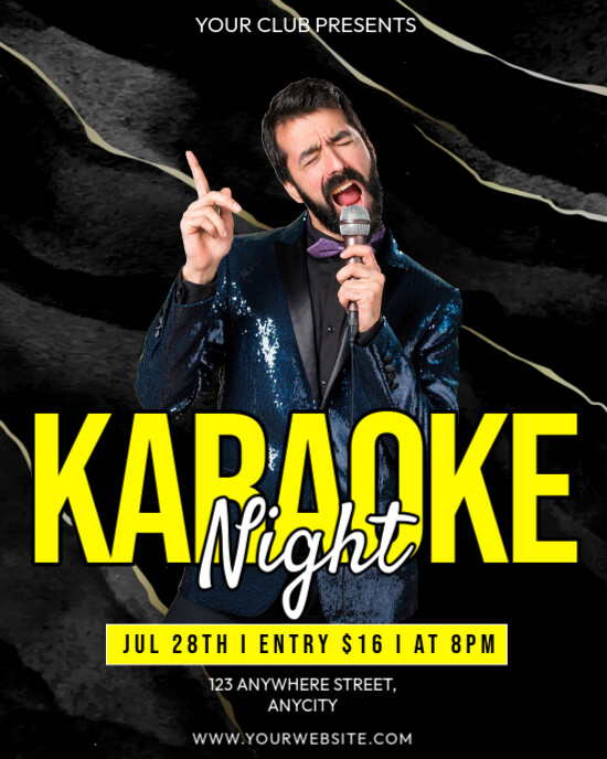 Black Modern & Minimal Karaoke Night  Instagram Portrait template