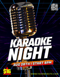 Black Modern & Minimal Karaoke Night Pamflet (letter As) Flyer (US Letter) template