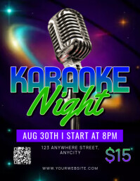 Black Modern & Minimal Karaoke Night Pamflet (letter As) Flyer (format US Letter) template