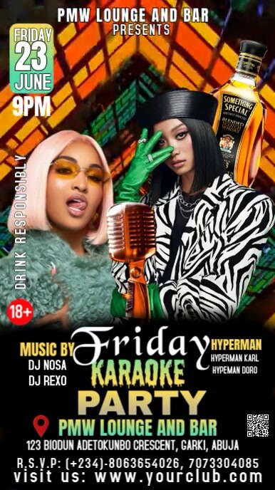 Black Modern & Minimal Karaoke Night Party Instagram Story Template ...