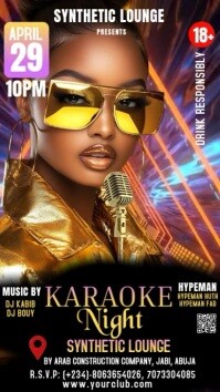 Black Modern & Minimal Karaoke Night Party Instagram Story template