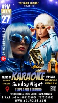 Black Modern & Minimal Karaoke Night Party Instagram Story template