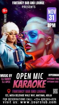 Black Modern & Minimal Karaoke Night Party Instagram Story template
