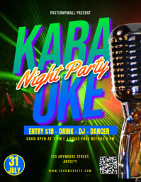 Black Modern & Minimal Karaoke Night Party Pamflet (letter As) Flyer (US Letter) template