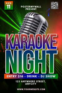 Black Modern & Minimal Karaoke Night Poster template