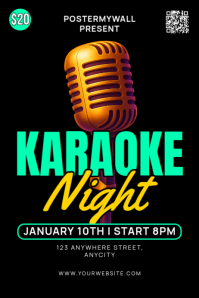 Black Modern & Minimal Karaoke Night Poster template