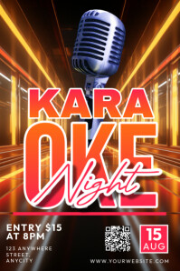 Black Modern & Minimal Karaoke Night Poster template