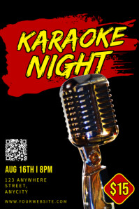 Black Modern & Minimal Karaoke Night Poster template