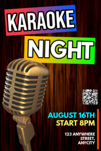 Black Modern & Minimal Karaoke Night Poster template