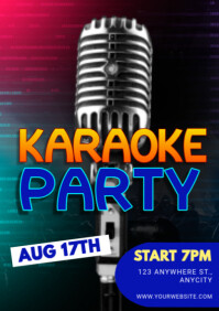 Black Modern & Minimal Karaoke Party A2 template