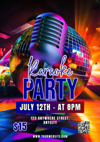 Black Modern & Minimal Karaoke Party A2 template