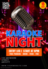 Black Modern & Minimal Karaoke Party A2 template