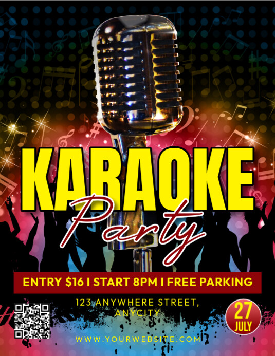 Black Modern & Minimal Karaoke Party Flyer (us Letter) Pamflet (VSA Brief) template