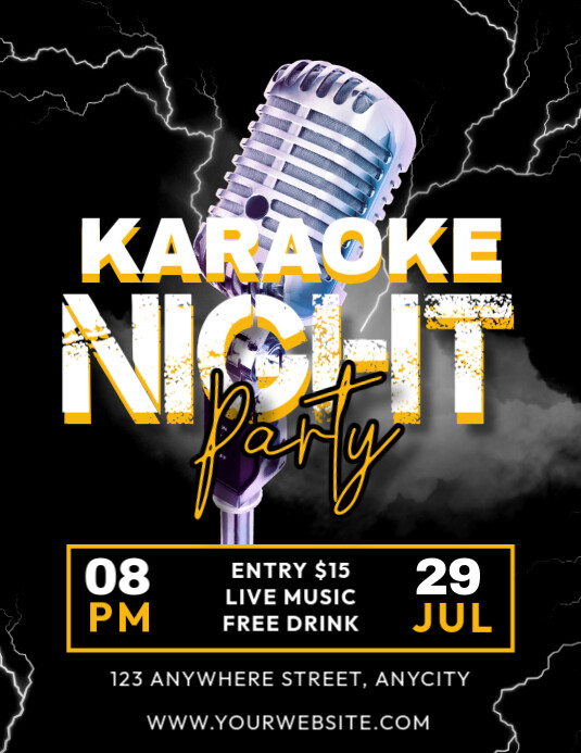 Black Modern & Minimal Karaoke Party Pamflet (letter As) template