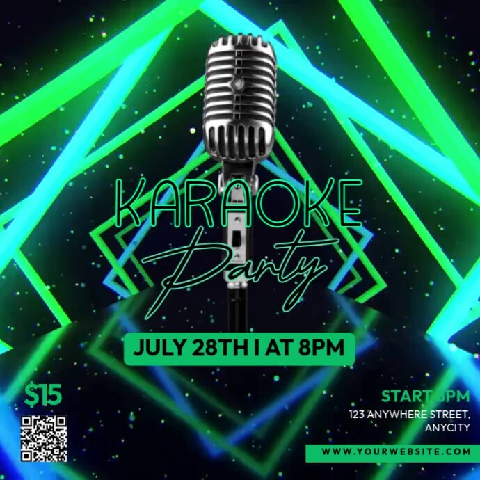 Black Modern & Minimal Karaoke Party Pos Instagram template