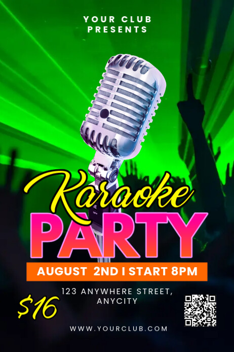 Black Modern & Minimal Karaoke Party Poster template