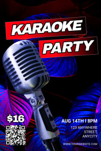 Black Modern & Minimal Karaoke Party Poster template