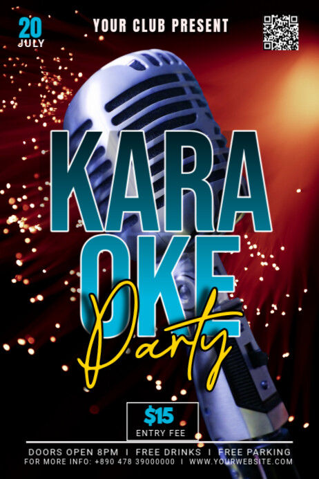 Black Modern & Minimal Karaoke Party Poster Plakkaat template