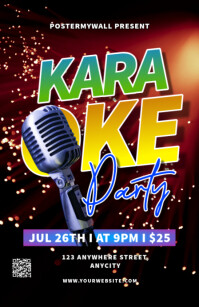 Black Modern & Minimal Karaoke Party Tabloid template