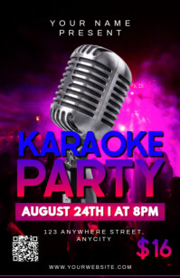 Black Modern & Minimal Karaoke Party Tabloid Tabloïd template