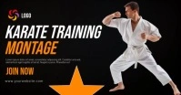 Black Modern & Minimal Karate Training Montage Facebook Shared Image Obraz udostępniany na Facebooku template