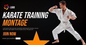 Black Modern & Minimal Karate Training Montage Facebook Shared Image template