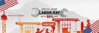 Black Modern & Minimal Labor Day Banner 2' × 6' template