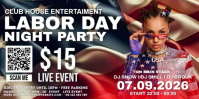 Black Labor Day Night Party Banner de Eventbrite Template