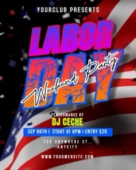 Black Modern & Minimal Labor Day Weekend Party Instagram Portrait template