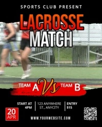 Black Modern & Minimal Lacrosse Game Instagram Portrait template