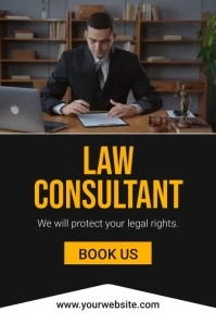 Black Modern & Minimal Law Consultant  Poster Póster template