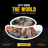 Black Modern & Minimal Let’s Travel The World Poster Adventure & Vacation Poster Template Instagram
