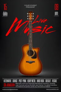 Black Modern & Minimal Live Music Event Poster template