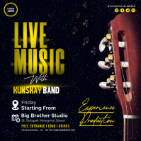 Black Modern & Minimal Live Music Event Square Quadrado (1:1) template