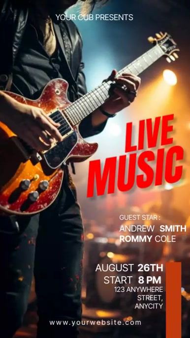 Black Modern & Minimal Live Music  Instagram template