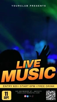 Black Modern & Minimal Live Music Tampilan Di Digital Display (9:16) template