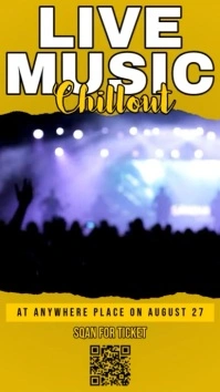 Black Modern & Minimal Live Music Tampilan Digital (9:16) template