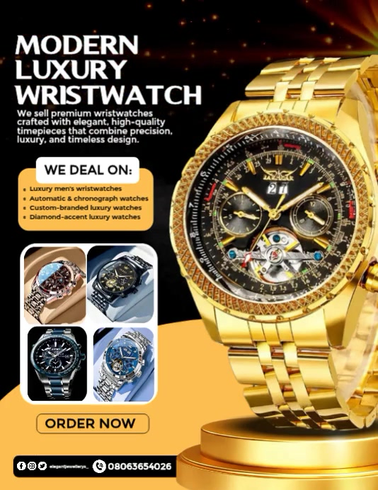 Luxury Wristwatch Advertisement Template | PosterMyWall