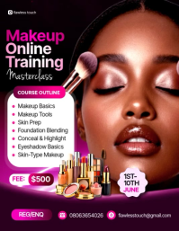 Black Modern & Minimal Makeup Online Training Flyer Video Pamflet (VSA Brief) template
