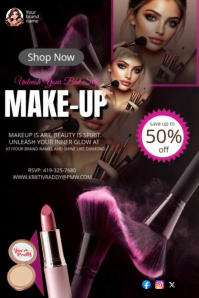 Black Modern & Minimal Makeup Poster Plakat template