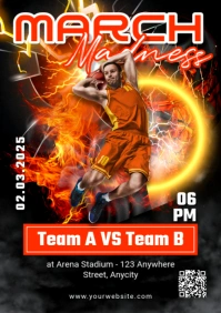 Black Modern & Minimal March Madness A1 template