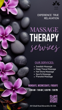 Black Modern & Minimal Massage Therapy Services Instagram Story template