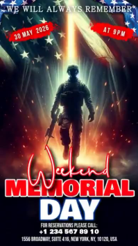 Black Modern & Minimal Memorial Day Event Digital Display Video Ekran reklamowy (9:16) template
