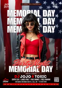 Black Modern & Minimal Memorial Day Party A4 Video template
