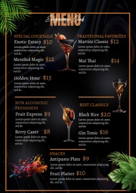 Black Modern & Minimal Menu Food  A4 template