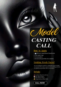 Black Modern & Minimal Model Casting Call A1 template