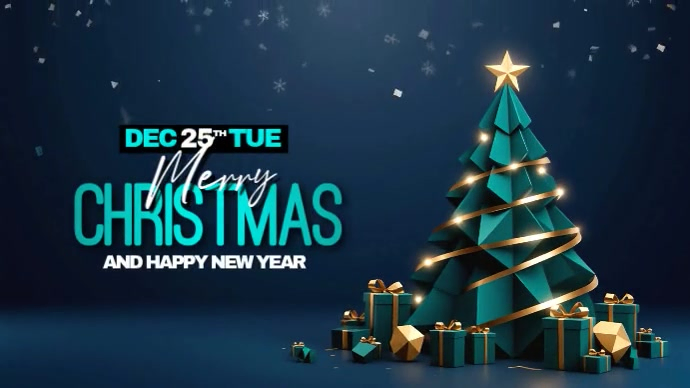 Black Modern & Minimal Modern Christmas And New Year Greeting Video ...