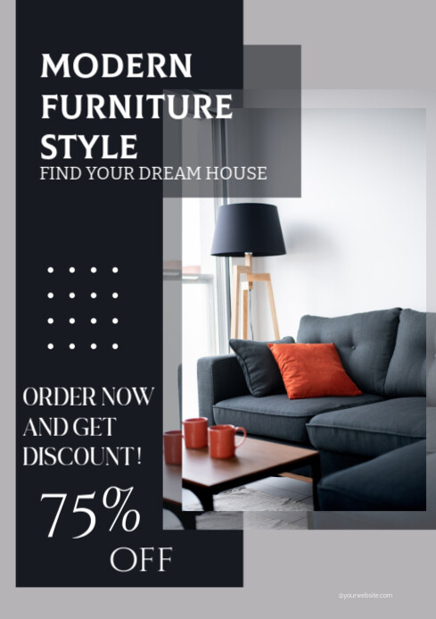 Black Modern & Minimal Modern Furniture Style  A4 template