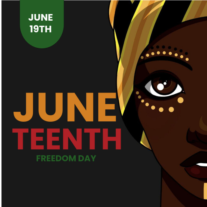 Black Modern & Minimal Modern Juneteenth Freedom Day Post Instagram Post template